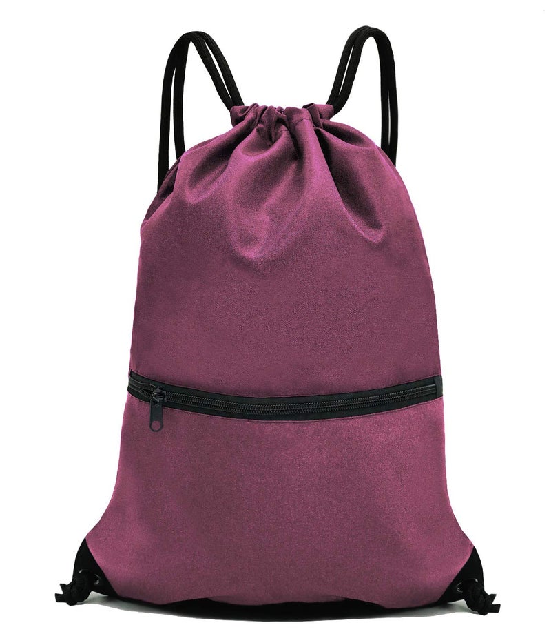 HOLYLUCK Drawstring Backpack Bag Sport Gym Sackpack (burgundy) - Image 1